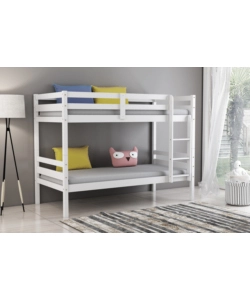 LETTO A CASTELLO "LIONE" IN PINO MASSELLO BIANCO LACCATO 90X190X150 CM